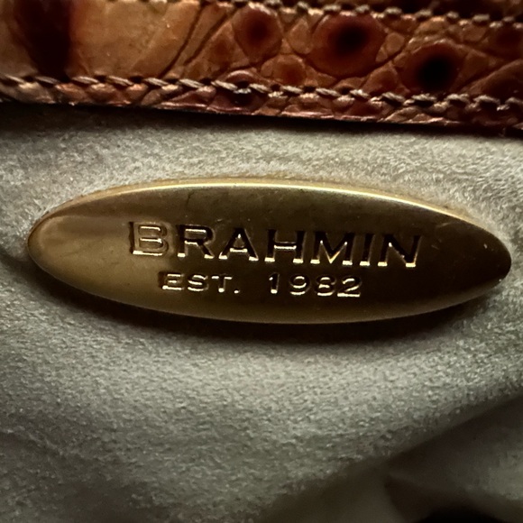 Brahim brown Melbourne signature croc-embossed leather satchel. Genuine leather. - Picture 9 of 11